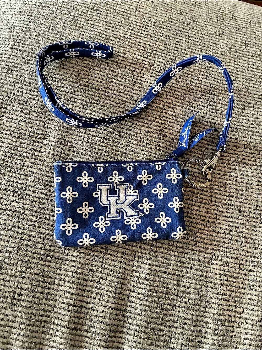 Vera Bradley University of Kentucky Zip ID Pouch Case with Breakaway Lanyard UK